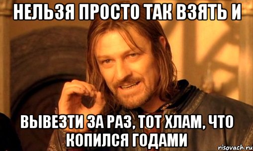 Нельзя просто так взять и Вывезти за раз, тот хлам, что копился годами, Мем Нельзя просто так взять и (Боромир мем)