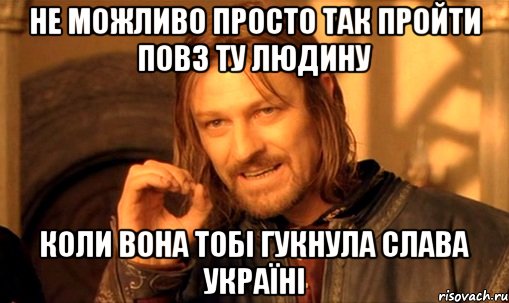 не можливо просто так пройти повз ту людину коли вона тобі гукнула Слава Україні, Мем Нельзя просто так взять и (Боромир мем)