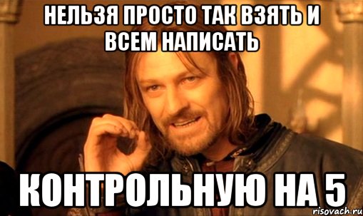 нельзя просто так взять и всем написать контрольную на 5, Мем Нельзя просто так взять и (Боромир мем)