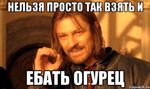 НЕЛЬЗЯ ПРОСТО ТАК ВЗЯТЬ И ЕБАТЬ ОГУРЕЦ, Мем Нельзя просто так взять и (Боромир мем)