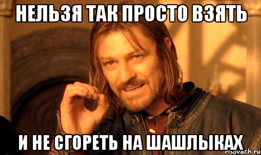 нельзя так просто взять и не сгореть на шашлыках, Мем Нельзя просто так взять и (Боромир мем)