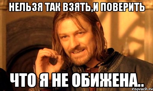 нельзя так взять,и поверить что я не обижена.., Мем Нельзя просто так взять и (Боромир мем)