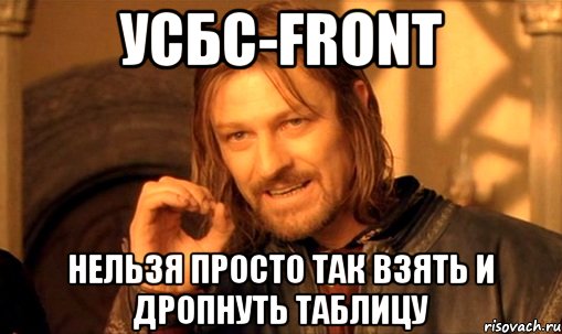 УСБС-Front Нельзя просто так взять и дропнуть таблицу, Мем Нельзя просто так взять и (Боромир мем)