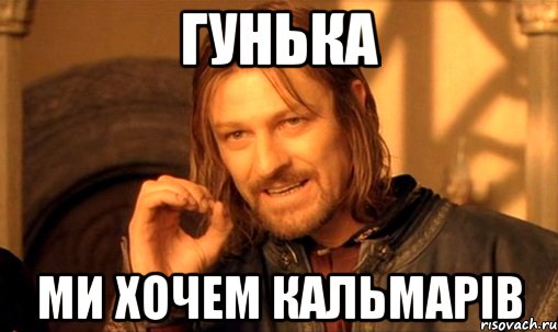 Гунька ми хочем кальмарів, Мем Нельзя просто так взять и (Боромир мем)