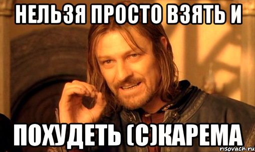 нельзя просто взять и похудеть (с)Карема, Мем Нельзя просто так взять и (Боромир мем)