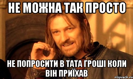 Не можна так просто не попросити в тата гроші коли він приїхав, Мем Нельзя просто так взять и (Боромир мем)