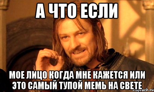 А что если Мое лицо когда мне кажется или это самый тупой мемь на свете, Мем Нельзя просто так взять и (Боромир мем)