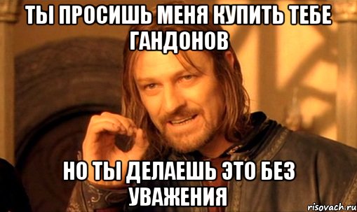 Ты просишь меня купить тебе гандонов Но ты делаешь это без уважения, Мем Нельзя просто так взять и (Боромир мем)