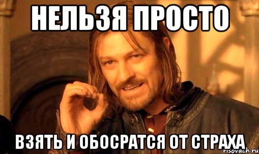 Нельзя просто взять и обосратся от страха, Мем Нельзя просто так взять и (Боромир мем)