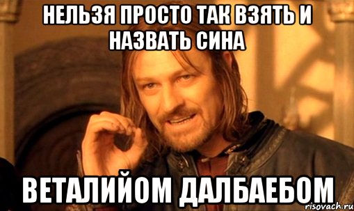 НЕльзя просто так взять и назвать сина веталийом далбаебом, Мем Нельзя просто так взять и (Боромир мем)