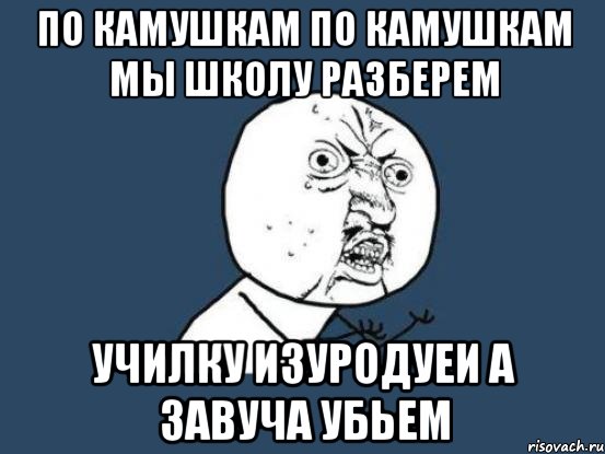 ПО КАМУШКАМ ПО КАМУШКАМ МЫ ШКОЛУ РАЗБЕРЕМ УЧИЛКУ ИЗУРОДУЕИ А ЗАВУЧА УБЬЕМ, Мем Ну почему