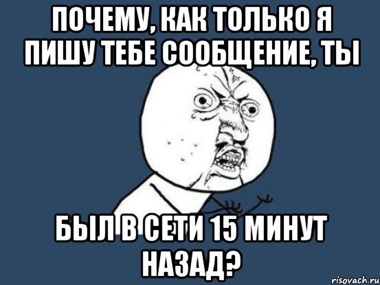 Почему, как только я пишу тебе сообщение, ты был в сети 15 минут назад?, Мем Ну почему