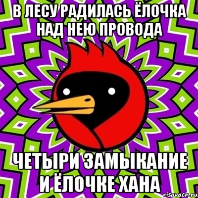 В лесу радилась ёлочка над нею провода Четыри замыкание и ёлочке хана, Мем Омская птица