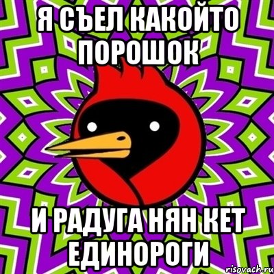 я съел какойто порошок и радуга нян кет единороги, Мем Омская птица