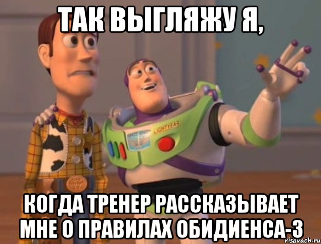 Так выгляжу я, когда тренер рассказывает мне о правилах обидиенса-3, Мем Они повсюду (История игрушек)