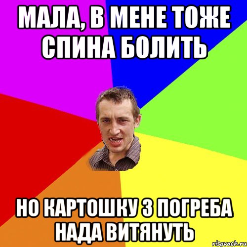 Мала, в мене тоже спина болить но картошку з погреба нада витянуть, Мем Чоткий паца