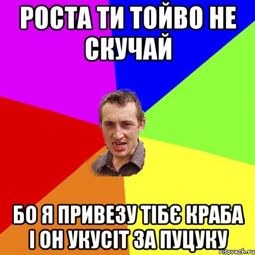 Роста ти тойво не скучай Бо я привезу тібє краба і он укусіт за пуцуку, Мем Чоткий паца