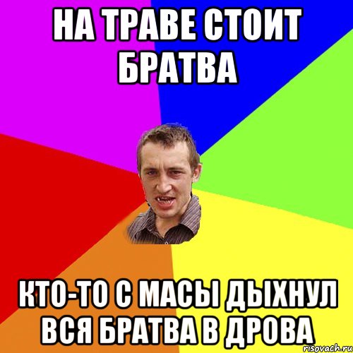 на траве стоит братва кто-то с масы дыхнул вся братва в дрова, Мем Чоткий паца