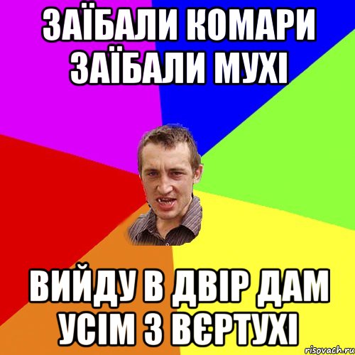 заїбали комари заїбали мухі вийду в двір дам усім з вєртухі, Мем Чоткий паца