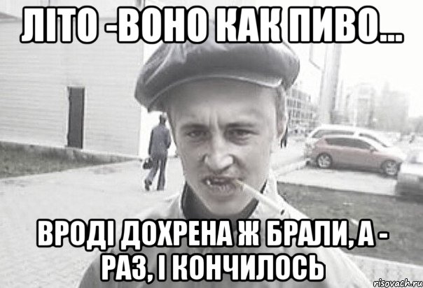 Літо -воно как пиво... Вроді дохрена ж брали, а - раз, і кончилось, Мем Пацанська философия