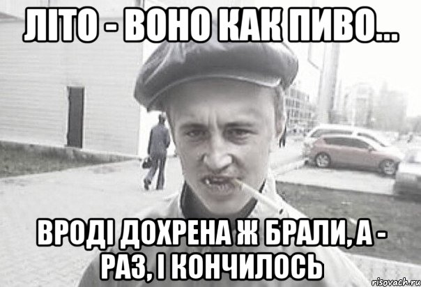 Літо - воно как пиво... Вроді дохрена ж брали, а - раз, і кончилось, Мем Пацанська философия