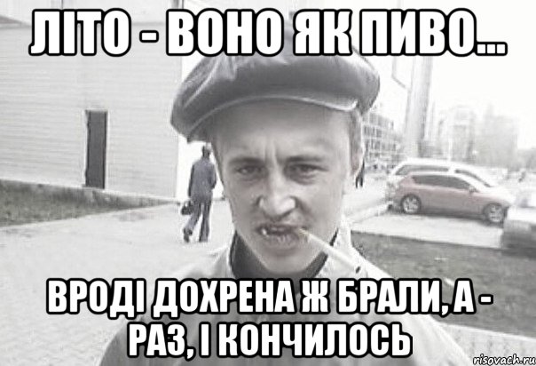 Літо - воно як пиво... Вроді дохрена ж брали, а - раз, і кончилось, Мем Пацанська философия