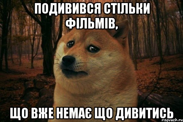 ПОДИВИВСЯ СТІЛЬКИ ФІЛЬМІВ, ЩО ВЖЕ НЕМАЄ ЩО ДИВИТИСЬ, Мем SAD DOGE