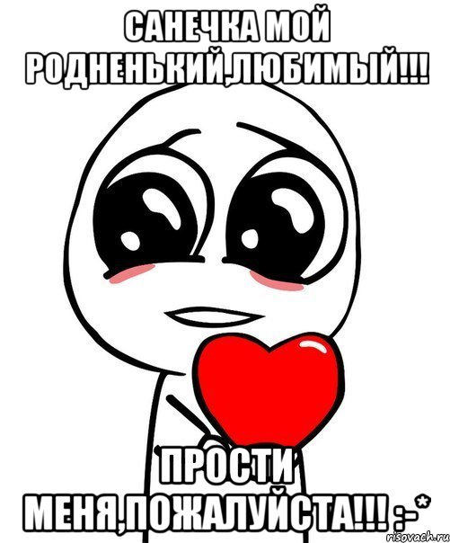 Санечка мой родненький,любимый!!! ПРОСТИ МЕНЯ,ПОЖАЛУЙСТА!!! :-*, Мем  Я тебя люблю