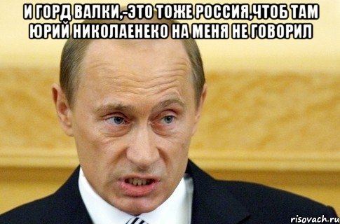 И горд Валки,-это тоже Россия,чтоб там Юрий Николаенеко на меня не говорил , Мем путин