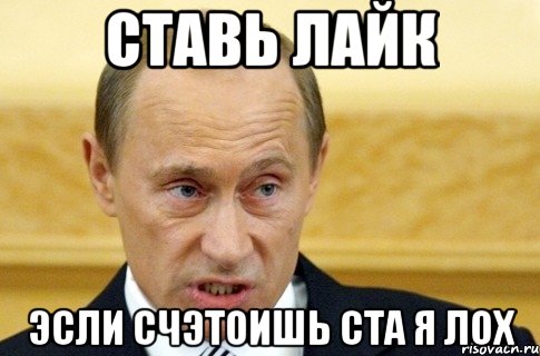 Ставь лайк Эсли счэтоишь ста я лох, Мем путин