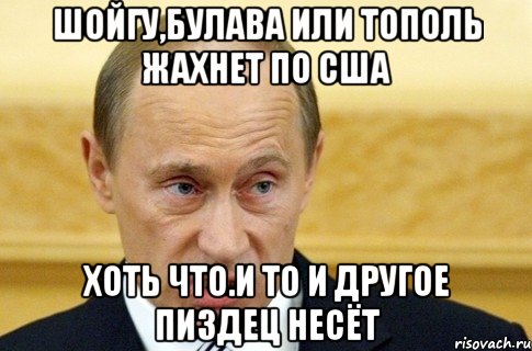 Шойгу,булава или тополь жахнет по сша Хоть что.и то и другое пиздец несёт, Мем путин