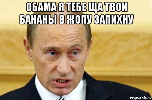 Обама я тебе ща твои бананы в жопу запихну , Мем путин