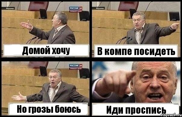 Домой хочу В компе посидеть Но грозы боюсь Иди проспись, Комикс с Жириновским