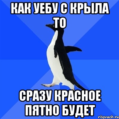 как уебу с крыла то сразу красное пятно будет, Мем  Социально-неуклюжий пингвин