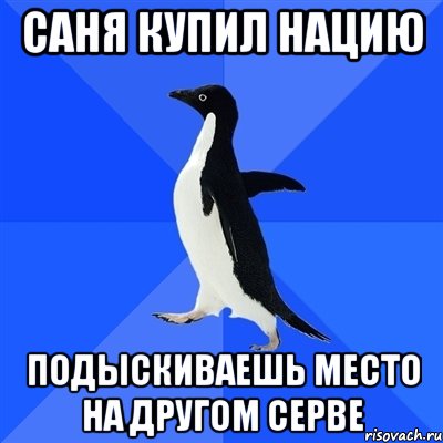 Саня купил нацию Подыскиваешь место на другом серве, Мем  Социально-неуклюжий пингвин