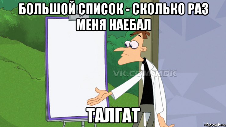 Большой список - СКОЛЬКО РАЗ МЕНЯ НАЕБАЛ ТАЛГАТ