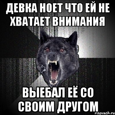 Девка ноет что ей не хватает внимания Выебал её со своим другом, Мем Сумасшедший волк