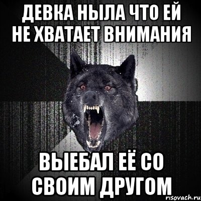 Девка ныла что ей не хватает внимания Выебал её со своим другом, Мем Сумасшедший волк