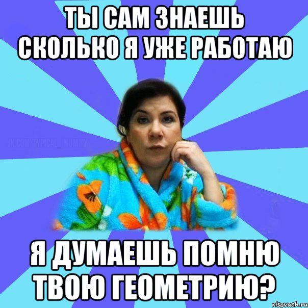 Ты сам знаешь сколько я уже работаю Я думаешь помню твою Геометрию?, Мем типичная мама