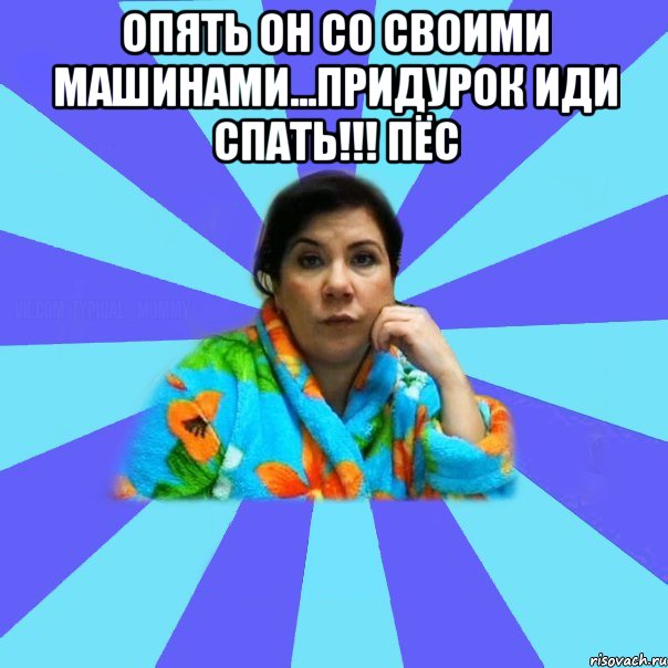 опять он со своими машинами...придурок иди спать!!! пёс , Мем типичная мама