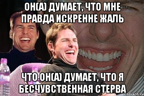 Он(а) думает, что мне правда искренне жаль Что он(а) думает, что я бесчувственная стерва, Мем том круз