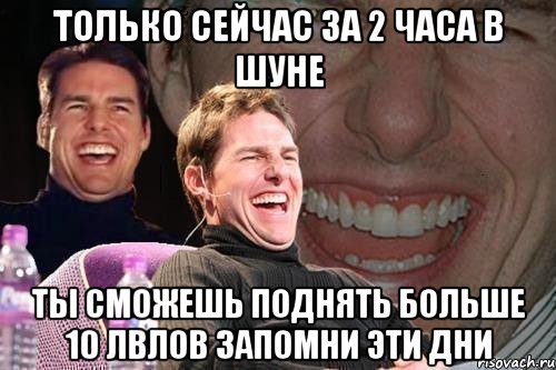 Только сейчас за 2 часа в шуне ты сможешь поднять больше 10 лвлов запомни эти дни, Мем том круз