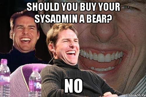 should you buy your sysadmin a bear? NO, Мем том круз