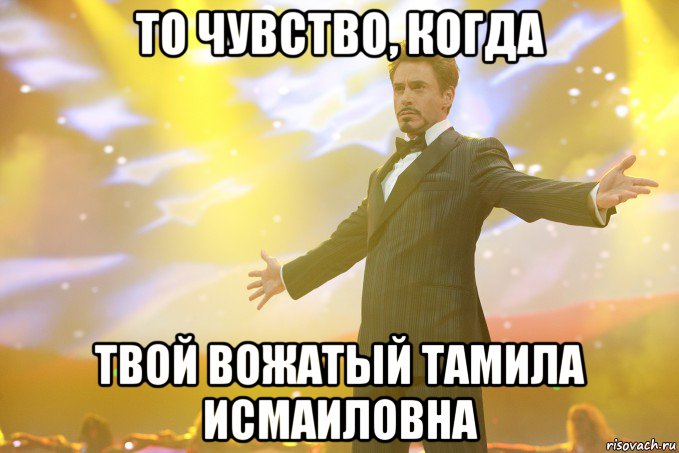 То чувство, когда твой вожатый Тамила Исмаиловна, Мем Тони Старк (Роберт Дауни младший)