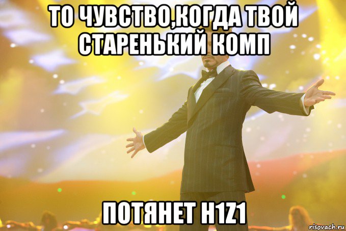 То чувство,когда твой старенький комп потянет H1Z1, Мем Тони Старк (Роберт Дауни младший)