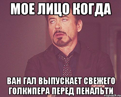 Мое лицо когда Ван Гал выпускает свежего голкипера перед пенальти, Мем твое выражение лица