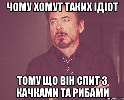 Чому Хомут таких ідіот тому що він спит з качками та рибами, Мем твое выражение лица