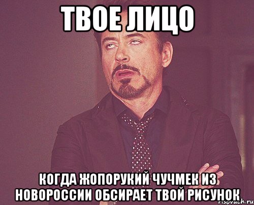 Твое лицо когда жопорукий чучмек из новороссии обсирает твой рисунок, Мем твое выражение лица