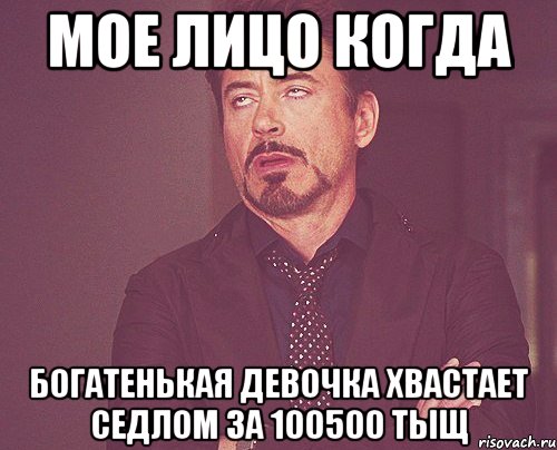 МОЕ ЛИЦО КОГДА БОГАТЕНЬКАЯ ДЕВОЧКА ХВАСТАЕТ СЕДЛОМ ЗА 100500 ТЫЩ, Мем твое выражение лица