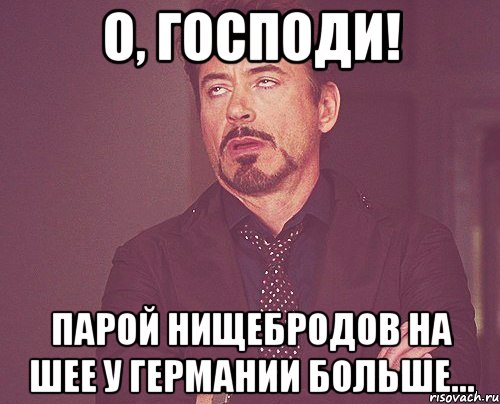 О, господи! Парой нищебродов на шее у Германии больше..., Мем твое выражение лица